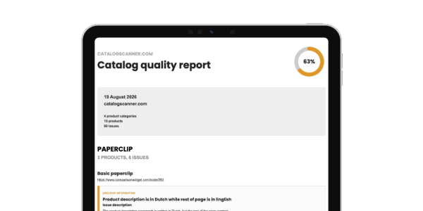 Example of a catalog quality report